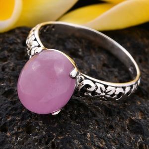 NWOT Pretty In Pink Jade Ring In Sterling Silver Size 6